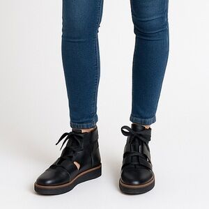 M4D3 Black Leather Savanah Ghillie Platform Gladiator‎ Sneaker